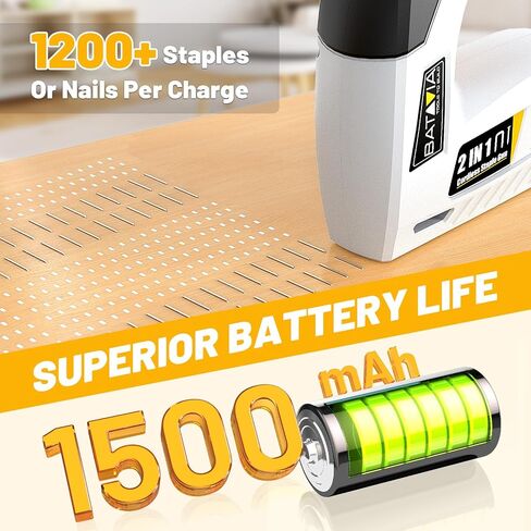 BATAVIA Electric Staple Gun, 2-in-1 Cordless Brad Nailer & Stapler Kit with 2000Pcs Nails & Staples, 4V Lithium-ion Rechargeable Nail Gun for Upholstery, Wood Working, DIY Home Projects in Saudi Arabia