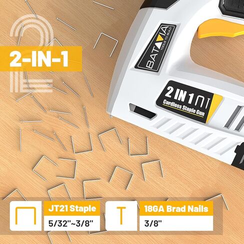 BATAVIA Electric Staple Gun, 2-in-1 Cordless Brad Nailer & Stapler Kit with 2000Pcs Nails & Staples, 4V Lithium-ion Rechargeable Nail Gun for Upholstery, Wood Working, DIY Home Projects in Saudi Arabia