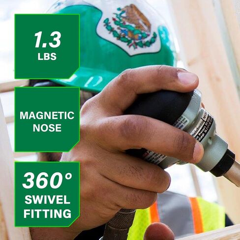 Metabo HPT Palm Nailer, Magnetic Nose 360° Swivel, Joist Hangers, NH90AB | Pneumatic Power Nailers for Connectors, 2-1/2 to 3-1/2 in. Bulk Fasteners, 360-Degree Rotation Air Fitting in Kuwait