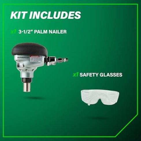 Metabo HPT Palm Nailer, Magnetic Nose 360° Swivel, Joist Hangers, NH90AB | Pneumatic Power Nailers for Connectors, 2-1/2 to 3-1/2 in. Bulk Fasteners, 360-Degree Rotation Air Fitting in Kuwait