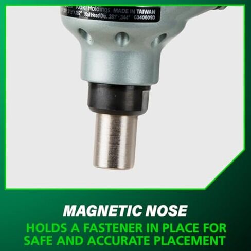 Metabo HPT Palm Nailer, Magnetic Nose 360° Swivel, Joist Hangers, NH90AB | Pneumatic Power Nailers for Connectors, 2-1/2 to 3-1/2 in. Bulk Fasteners, 360-Degree Rotation Air Fitting in Kuwait