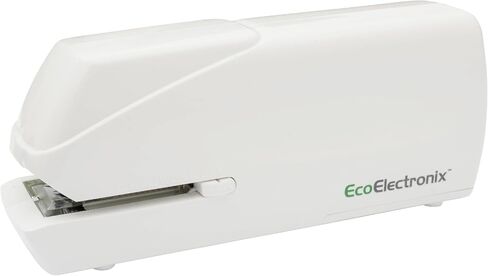 EcoElectronix Portable Automatic Electric Stapler Pro - 30 Sheet Capacity, Quiet Operation, Jam-Free and Easy Reload - AC Adapter/Battery Powered, (White) | Portable, Quiet & Jam- Free with Easy Reload | 30 Sheet Capacity | AC Adapter/Battery Powered in Kuwait