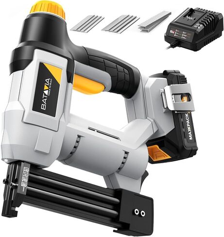 20V Nail Gun Battery Powered, 18 GA 2-in-1 Cordless Brad Nailer Stapler with 2.0Ah Battery, 800 Nails(Up to 1-1/4") and 200 Staples, Electric Nail Gun for Upholstery, Woodworking & Home Improvement in Kuwait