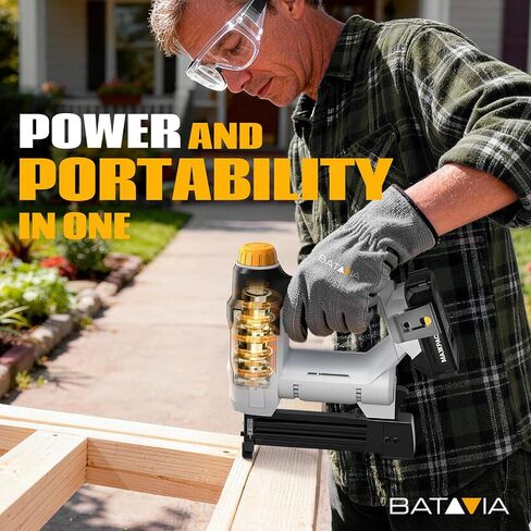 20V Nail Gun Battery Powered, 18 GA 2-in-1 Cordless Brad Nailer Stapler with 2.0Ah Battery, 800 Nails(Up to 1-1/4") and 200 Staples, Electric Nail Gun for Upholstery, Woodworking & Home Improvement in Kuwait