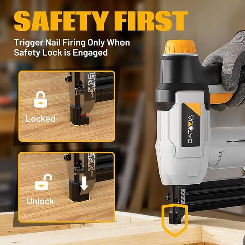 20V Nail Gun Battery Powered, 18 GA 2-in-1 Cordless Brad Nailer Stapler with 2.0Ah Battery, 800 Nails(Up to 1-1/4") and 200 Staples, Electric Nail Gun for Upholstery, Woodworking & Home Improvement in Kuwait