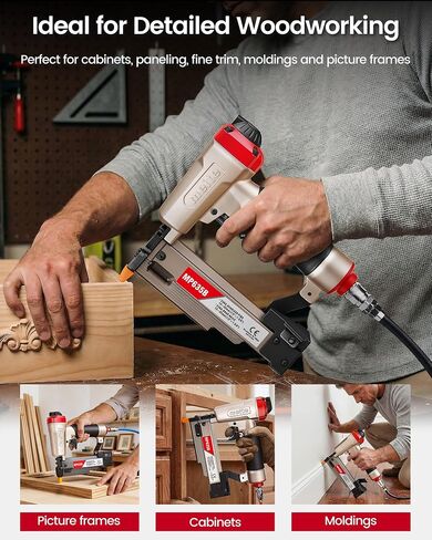 meite MP635B Pin Nailer with 6000 PCS Pin Nails (1/2", 5/8", 3/4", 1", 1-3/16", 1-3/8"), Pneumatic 23 Gauge Pin Nailer, Fits 1/2" to 1-3/8" 23 Gauge Pin Nails, Ideal for Paneling, Small Trim in Kuwait