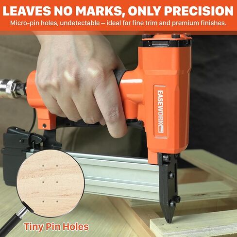 EASEWORK Pin Nailer 23 Gauge, Pneumatic Pin Nail Gun for 1/2" to 1-3/8" Pin Nails, Headless Micro Pinner Creates Invisible Holes, Extra Long Service Life, For Cabinet, Small Trim, Fine Molding, Crafts in Kuwait
