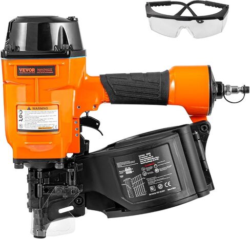 VEVOR Coil Siding Nailer CN65, 1-1/4" to 2-1/2" 15 Degree Pneumatic Siding Nail Gun with Tool-Less Depth Adjustment, 70-120PSI Air Coil Nailer for Siding, Pallet Sheathing, Wooding, Fencing, Decking in Kuwait