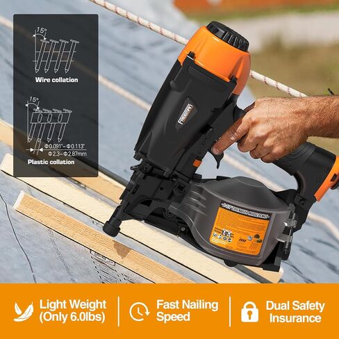 Freeman Pneumatic 15 Degree 2-1/2" Coil Siding Nailer with Adjustable Metal Belt Hook | PCN65 in Kuwait