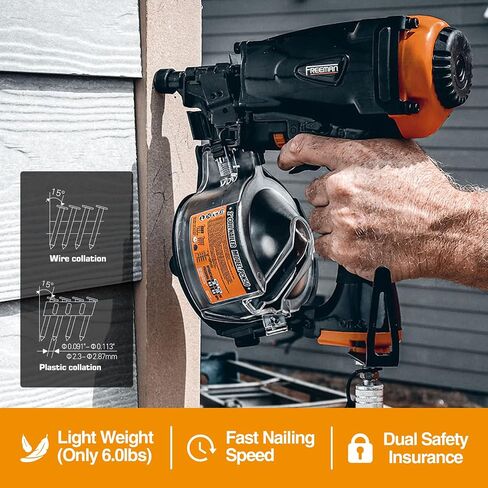 Freeman Pneumatic 15 Degree 2-1/2" Coil Siding Nailer with Adjustable Metal Belt Hook | PCN65 in Kuwait