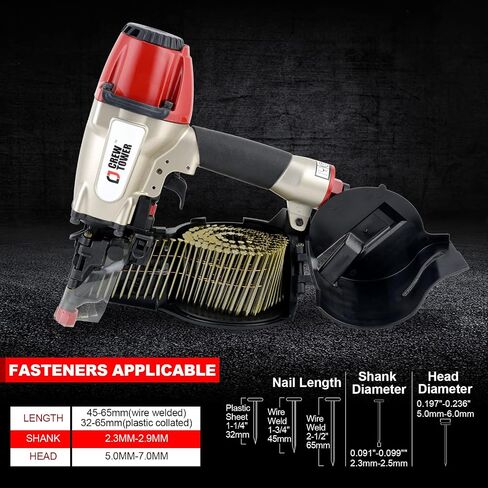 Pneumatic Coil Siding Nailer CN565B, 1-1/4" to 2-1/2" | 15 Gauge Siding Nail Gun. Quick jam release and tool-free depth adjustment for siding, fencing, sheathing & roof decking. in Saudi Arabia