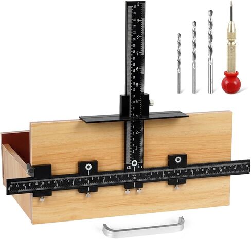 Cabinet Hardware Jig, Punch Locator Drill Guide,Wood Drilling Dowelling Guide for Installation of Handles Knobs on Doors and Drawer, Cabinet Template Tool for Handles and Pulls in Kuwait