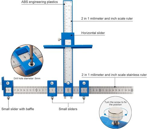 Cabinet Hardware Jig, Punch Locator Drill Guide,Wood Drilling Dowelling Guide for Installation of Handles Knobs on Doors and Drawer, Cabinet Template Tool for Handles and Pulls in Saudi Arabia