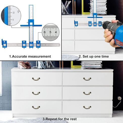 Cabinet Hardware Jig, Punch Locator Drill Guide,Wood Drilling Dowelling Guide for Installation of Handles Knobs on Doors and Drawer, Cabinet Template Tool for Handles and Pulls in Saudi Arabia