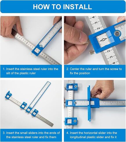 Cabinet Hardware Jig, Punch Locator Drill Guide,Wood Drilling Dowelling Guide for Installation of Handles Knobs on Doors and Drawer, Cabinet Template Tool for Handles and Pulls in Saudi Arabia