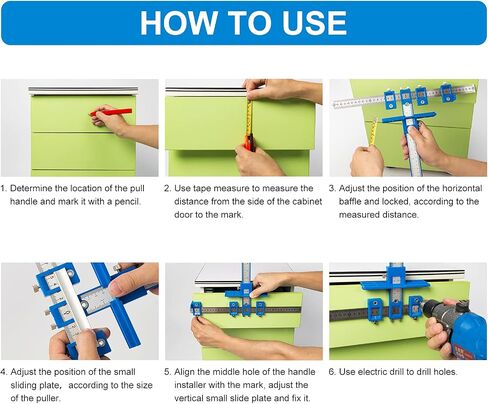 Cabinet Hardware Jig, Punch Locator Drill Guide,Wood Drilling Dowelling Guide for Installation of Handles Knobs on Doors and Drawer, Cabinet Template Tool for Handles and Pulls in Saudi Arabia