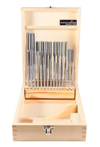 Accusize Industrial Tools 14 Pc Over and Under Size H.S.S. Chucking Reamer Set, 0.1240'' Thru 0.5010'', in Fitted Case, 5500-SX00 | 14 Pc Set, Straight Shank, Straight Flute, Right-Hand Cut, Fitted Case, 5500-SX00 in Saudi Arabia