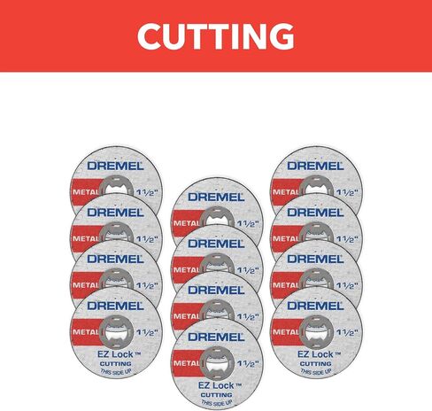 Dremel EZ456B 1 1/2-Inch EZ Lock Rotary Tool Cut-Off Wheels- Rotary Tool Cutting Accessories, Perfect for Slicing Sheet Metal and Copper Pipe, 12 Pieces | Durable Rubber Construction | Secure Disc Attachment | Easy Installation | Reliable Fit | Consistent in Kuwait