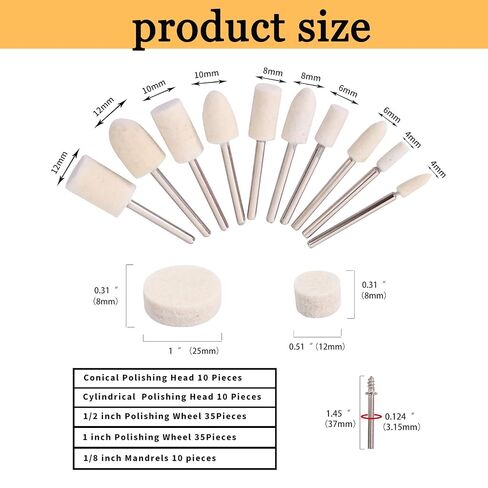 100PCS Polishing Buffing Wheel for Dremel Polishing Kit, Polishing Wheel for Dremel Tool Accessories, with 1/8" Shank for Buffing Wheels in Kuwait