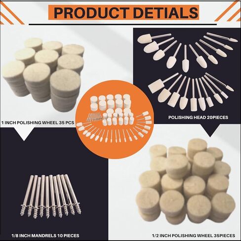 100PCS Polishing Buffing Wheel for Dremel Polishing Kit, Polishing Wheel for Dremel Tool Accessories, with 1/8" Shank for Buffing Wheels in Kuwait