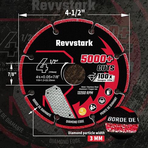 4 1/2 in Cut Off Wheel Diamond Cutting Wheel for Metal 7/8" Arbor | Angle Grinder Cutting Disc for Metal with 5000+ Cuts on Rebar, Steel, Iron and INOX in Kuwait
