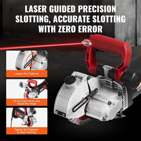 VEVOR Wall Chaser Concrete Cutter 4800W (with 5 X 5" Saw Blades Dustproof and Line Infrared Sighting) for Marble Concrete Granite and Bricks Walls in Kuwait