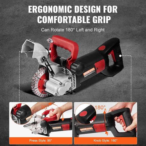 VEVOR Wall Chaser Concrete Cutter 4800W (with 5 X 5" Saw Blades Dustproof and Line Infrared Sighting) for Marble Concrete Granite and Bricks Walls in Kuwait
