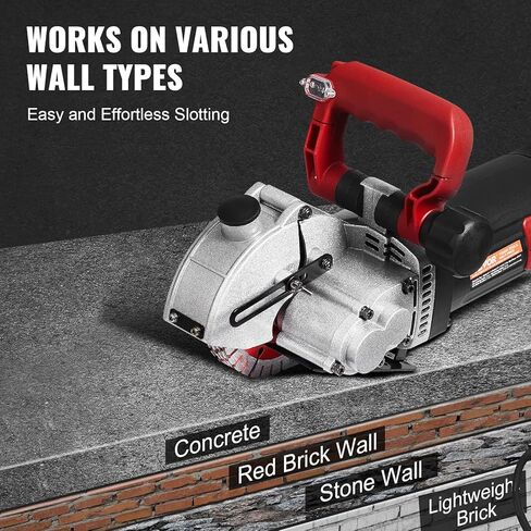 VEVOR Wall Chaser Concrete Cutter 4800W (with 5 X 5" Saw Blades Dustproof and Line Infrared Sighting) for Marble Concrete Granite and Bricks Walls in Kuwait