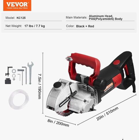 VEVOR Wall Chaser Concrete Cutter 4800W (with 5 X 5" Saw Blades Dustproof and Line Infrared Sighting) for Marble Concrete Granite and Bricks Walls in Kuwait