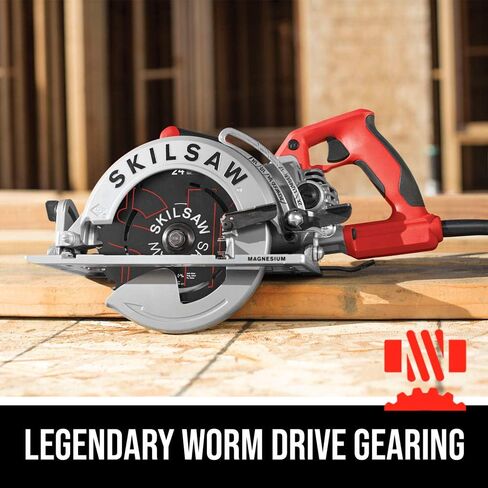 SKILSAW SPT77WML-01 15-Amp 7-1/4-Inch Lightweight Worm Drive Circular Saw , Silver | 11.5 Lb Magnesium Worm-Drive, Dual-Field 15a Motor, 7-1/4 Blade, 24t Diablo Carbide Blade Included, 53 Degree Bevel in Kuwait
