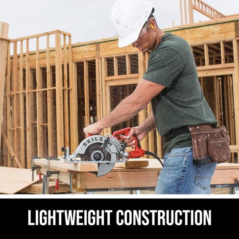 SKILSAW SPT77WML-01 15-Amp 7-1/4-Inch Lightweight Worm Drive Circular Saw , Silver | 11.5 Lb Magnesium Worm-Drive, Dual-Field 15a Motor, 7-1/4 Blade, 24t Diablo Carbide Blade Included, 53 Degree Bevel in Kuwait