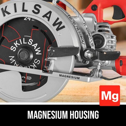 SKILSAW SPT77WML-01 15-Amp 7-1/4-Inch Lightweight Worm Drive Circular Saw , Silver | 11.5 Lb Magnesium Worm-Drive, Dual-Field 15a Motor, 7-1/4 Blade, 24t Diablo Carbide Blade Included, 53 Degree Bevel in Kuwait