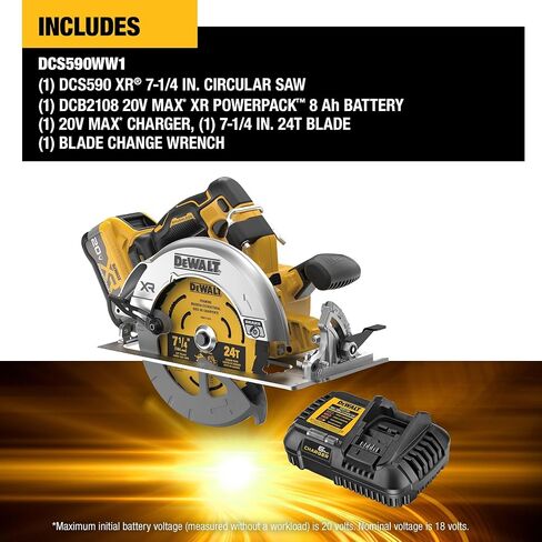 DEWALT 20V MAX XR Brushless Cordless 7-1/4 in. Circular Saw Kit with Battery and Charger (DCS590WW1) in Kuwait