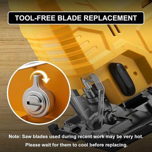 Cordless Jig Saw Compatible with Dewalt 20V Battery, Brushless Jig Saw with 6pcs Blades, 4 Orbital Sets for Wood, Plastic and Metal Cutting (Tool Only, No Battery) in Kuwait
