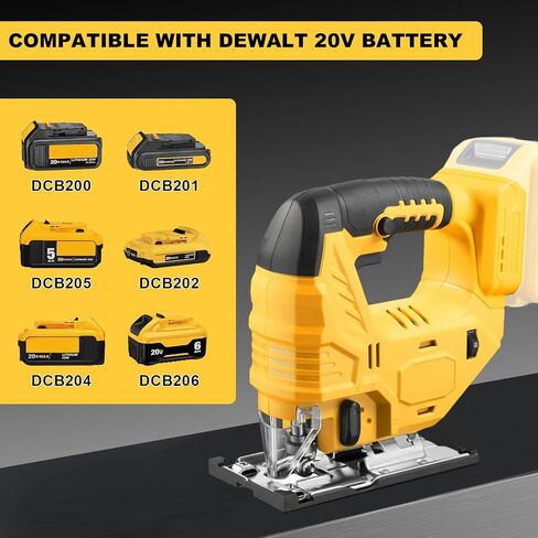 Cordless Jig Saw Compatible with Dewalt 20V Battery, Brushless Jig Saw with 6pcs Blades, 4 Orbital Sets for Wood, Plastic and Metal Cutting (Tool Only, No Battery) in Kuwait