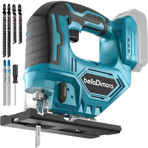 bellaDimora Jigsaw Tool Compatible with DeWalt 20V MAX Battery | Cordless with LED Light, 0-45° Bevel Cuts, 3 Orbital Settings, Wood/Metal/PVC Cutting, Tool-Free Blade Change (No Battery) in Kuwait
