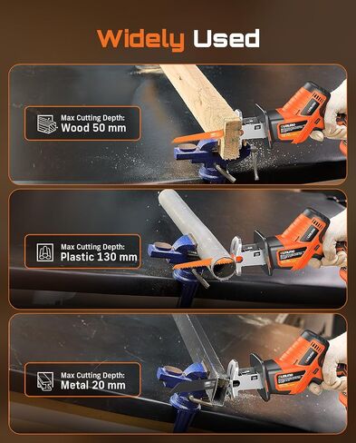Cordless Reciprocating Saw With 8 Blades – 2×4000mAh Batteries, Brushless Motor, Variable Speed 0‑3200 SPM, Tool‑Free Blade Change, Power Reciprocating Saw for PVC Wood, Metal Cutting DIY in Kuwait