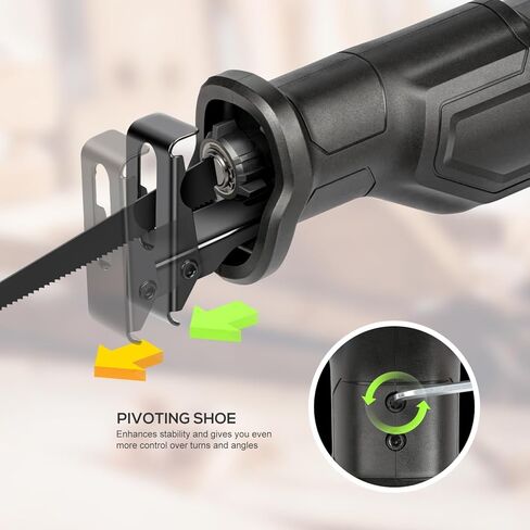 GALAX PRO 120V Reciprocating Saw, 6.0 Amp Corded Electric with 2800RPM | for DIY & Contractor Cutting Wood/Metal/PVC Pipe, Variable Speed, 1-1/8" Stroke Length, 6" Max Cut in Kuwait