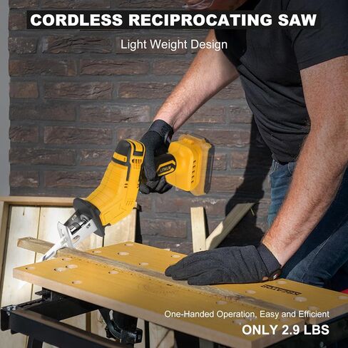 Cordless Reciprocating Saw for Dewalt 20V Battery, 150W Power Brush Reciprocating Saws, 0-3500 SPM Variable Speed, 4 Saw Blades Kit Cutting Tool for Wood Metal PVC (Battery Not Included) in Kuwait