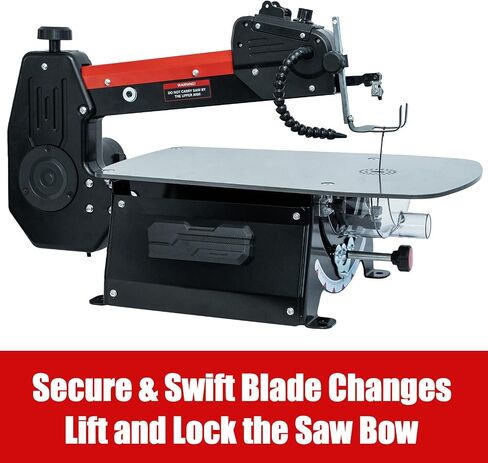 BUCKTOOL 18-Inch Scroll Saw, 1.3A Power Scroll Saws for Woodworking | 550-1600 FPM Blade Speed, Rotating Saw Arm, 15 TPI Pinned and 18 TPI Pinless Blades for Crafting, Fretwork and Bevel Cuts in Kuwait