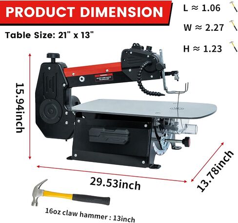 BUCKTOOL 18-Inch Scroll Saw, 1.3A Power Scroll Saws for Woodworking | 550-1600 FPM Blade Speed, Rotating Saw Arm, 15 TPI Pinned and 18 TPI Pinless Blades for Crafting, Fretwork and Bevel Cuts in Kuwait
