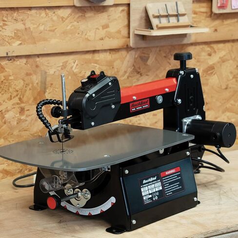 BUCKTOOL 18-Inch Scroll Saw, 1.3A Power Scroll Saws for Woodworking | 550-1600 FPM Blade Speed, Rotating Saw Arm, 15 TPI Pinned and 18 TPI Pinless Blades for Crafting, Fretwork and Bevel Cuts in Kuwait