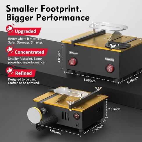 Super Mini Table Saw for Crafts & Hobbyists, [Dual Motor & Switches] 7 Speeds 200W Max, Multifunctional, 122+ Accessories, Cut/Engrave/Polish/Drill, Compact for Model Making, Gift for Creators in Kuwait