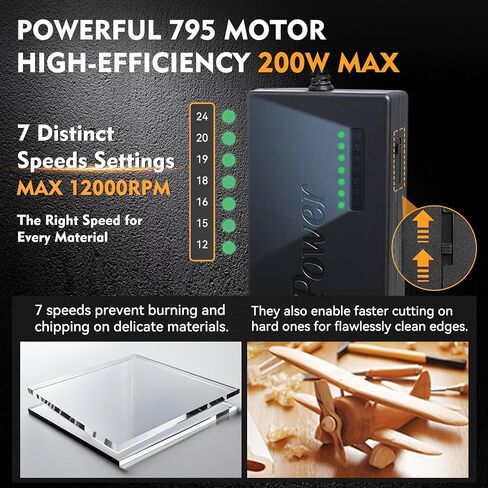 Super Mini Table Saw for Crafts & Hobbyists, [Dual Motor & Switches] 7 Speeds 200W Max, Multifunctional, 122+ Accessories, Cut/Engrave/Polish/Drill, Compact for Model Making, Gift for Creators in Kuwait
