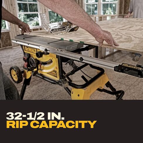 DEWALT Table Saw 10 Inch with Foldable Rolling Table Saw Stand, 15 Amp, 4800 RPM, 32-1/2-Inch Rip Capacity (DWE7491RS) in Kuwait