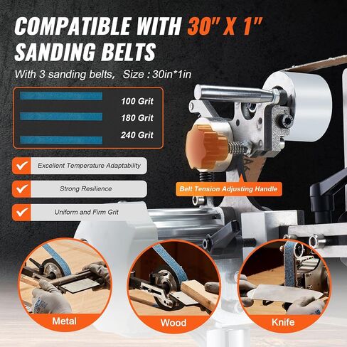 VEVOR Belt Grinder Sander, 30 x 1-Inch Variable Speed Belt Polisher with VFD, 550W Polishing Grinding Machine with 2 Grinding Moulds & 3PCS Sanding Belts for Metalworking, Knife Making in Kuwait
