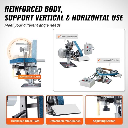 VEVOR Belt Grinder Sander, 30 x 1-Inch Variable Speed Belt Polisher with VFD, 550W Polishing Grinding Machine with 2 Grinding Moulds & 3PCS Sanding Belts for Metalworking, Knife Making in Kuwait