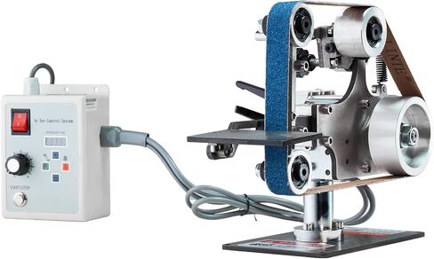VEVOR Belt Grinder Sander, 30 x 1-Inch Variable Speed Belt Polisher with VFD, 550W Polishing Grinding Machine with 2 Grinding Moulds & 3PCS Sanding Belts for Metalworking, Knife Making in Kuwait