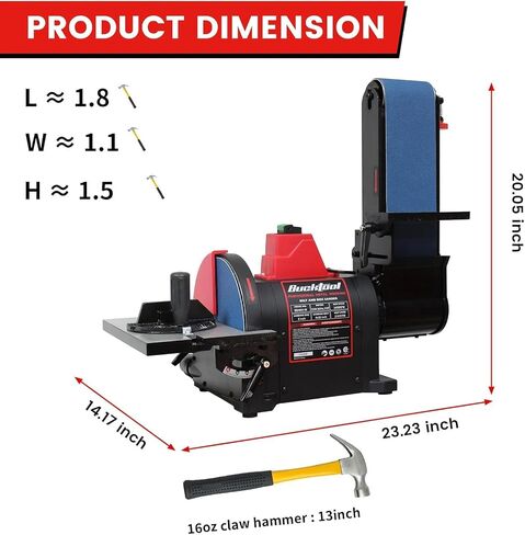 BUCKTOOL Pro 1HP Bench Belt Sander for Metal Working, 4 x 36 in Belt and 8 in Disc Sander with 1HP Direct-drive Motor, Benchtop for Metalworking, BD4801-M | Belt Disc Sander with Direct Drive,2161FPM,3450RPM,Knife Grinding Jig,Removable Dust Port,Quick Be in Kuwait