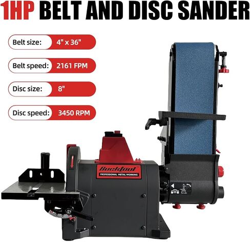 BUCKTOOL Pro 1HP Bench Belt Sander for Metal Working, 4 x 36 in Belt and 8 in Disc Sander with 1HP Direct-drive Motor, Benchtop for Metalworking, BD4801-M | Belt Disc Sander with Direct Drive,2161FPM,3450RPM,Knife Grinding Jig,Removable Dust Port,Quick Be in Kuwait
